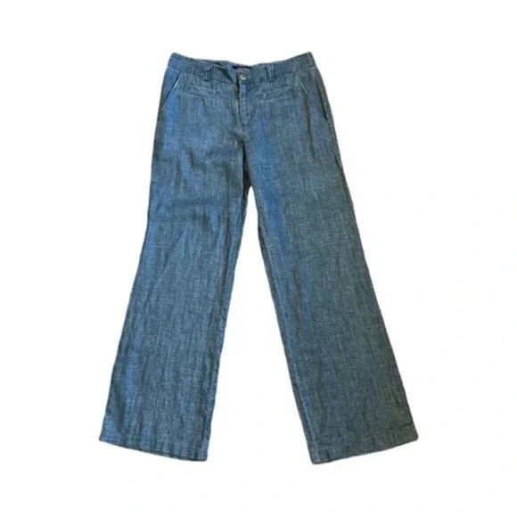 Nanette Lepore | Blue Washed Away Wide Leg Linen Blend Pants, Size 2 - Picture 1 of 8